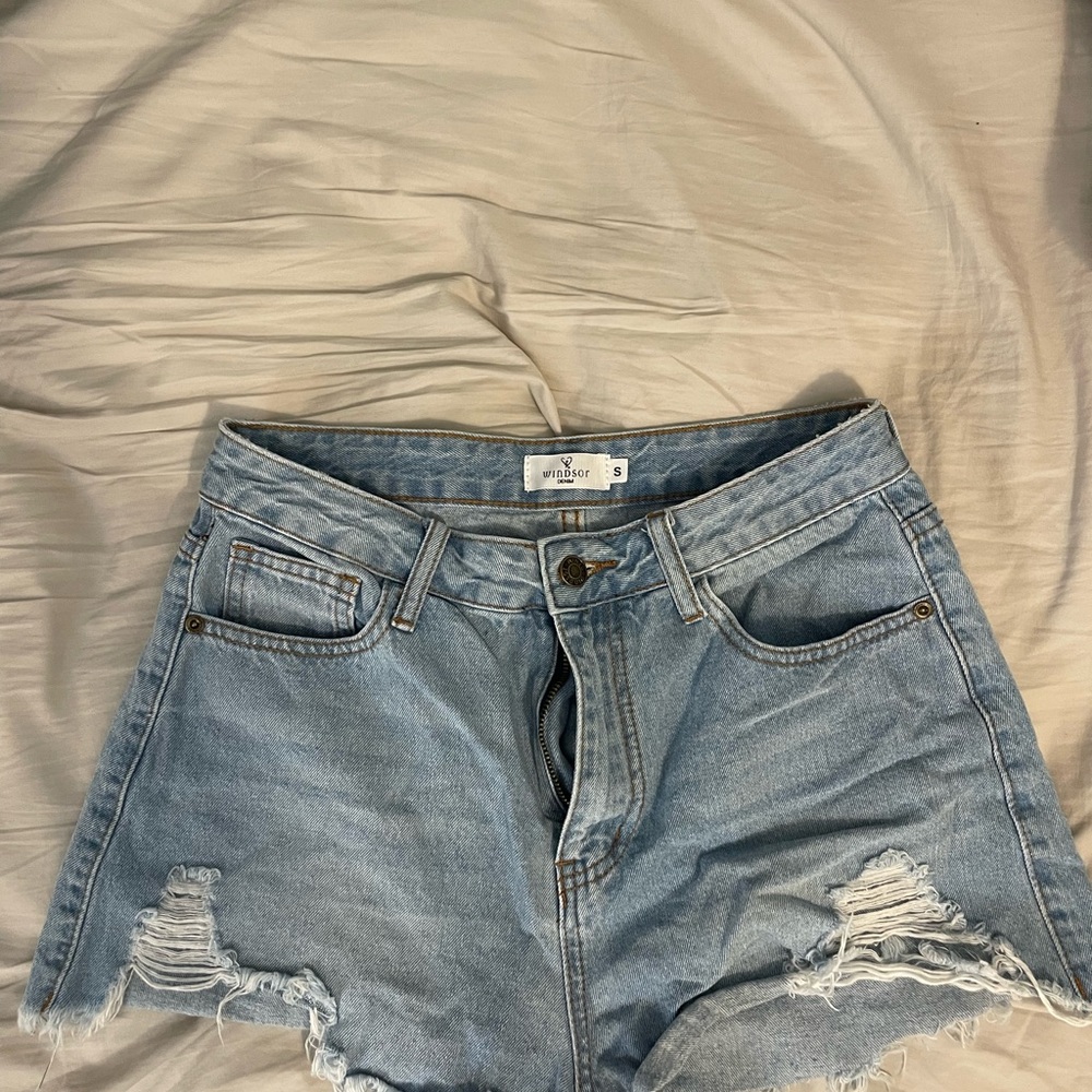 Windsor Light Blue Distressed Jean Shorts